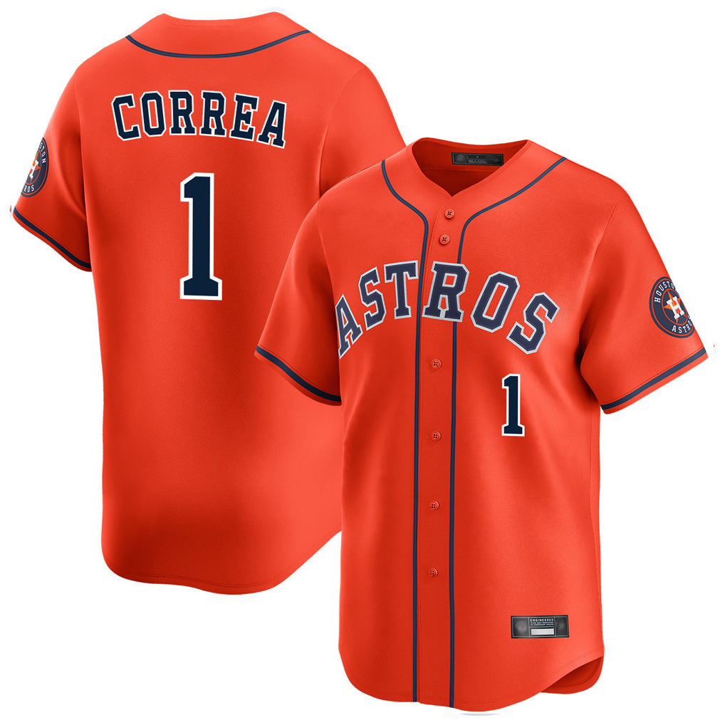 Punc H.Astros #1 Carlos Correa Player Orange Home Limited Stitched Jerseys