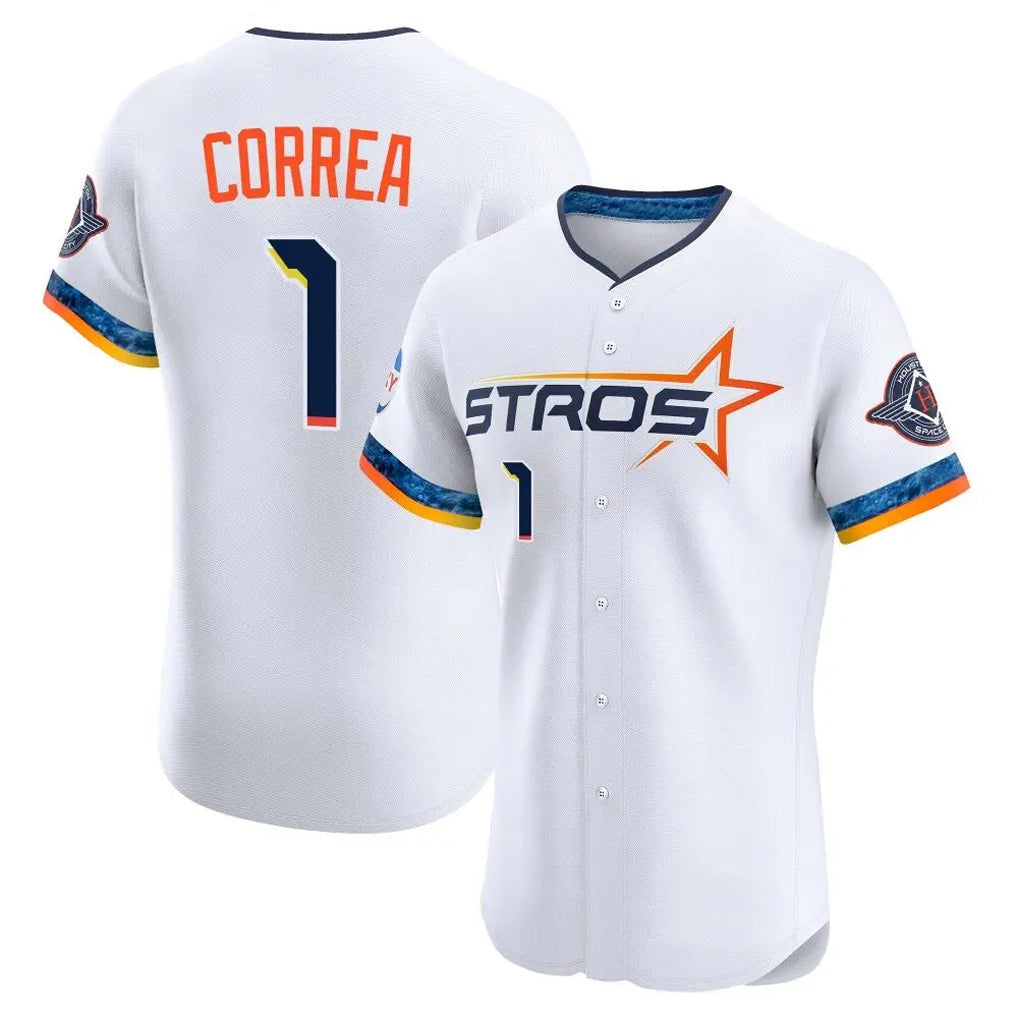 Punc H.Astros #1 Carlos Correa Player White City Connect Limited Elite Home Stitched Jerseys