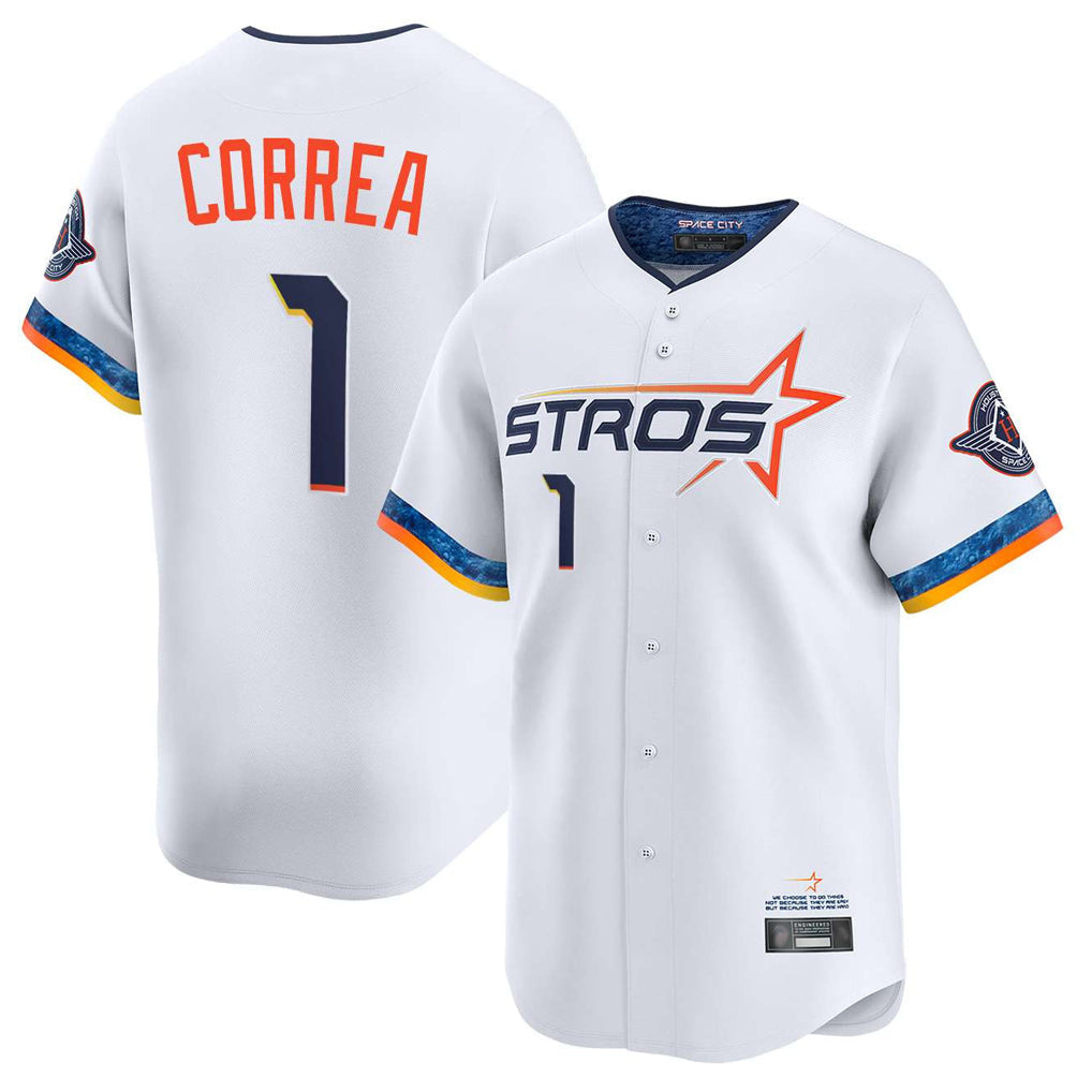Punc H.Astros #1 Carlos Correa Player White City Connect Limited Home Stitched Jerseys