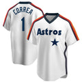 Punc H.Astros #1 Carlos Correa Player White Cooperstown Collection T-shirt Stitched Jerseys