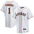 Punc H.Astros #1 Carlos Correa Player White Home Game Stitched Jerseys