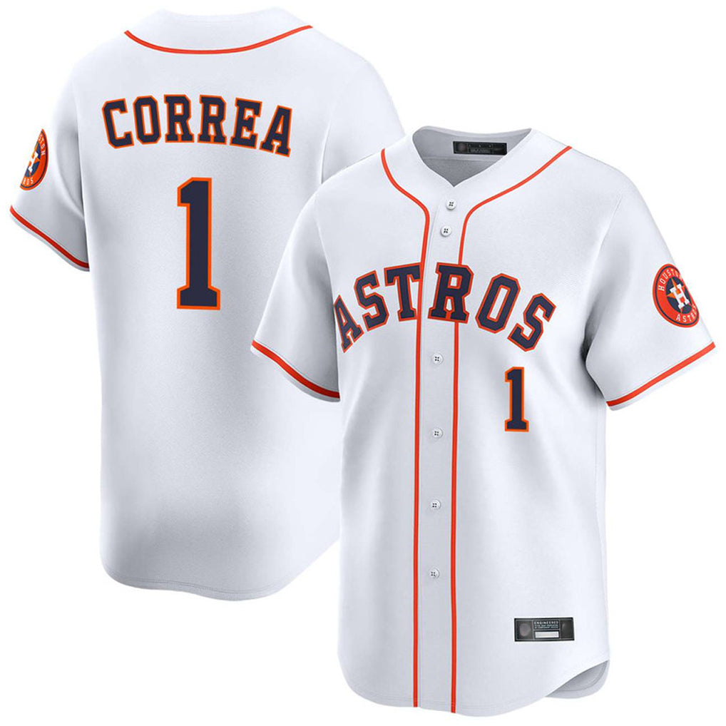Punc H.Astros #1 Carlos Correa Player White Home Limited Stitched Jerseys