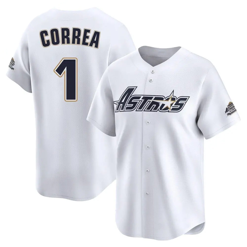 Punc H.Astros #1 Carlos Correa Player White Throwback Cooperstown Collection Limited Stitched Jerseys