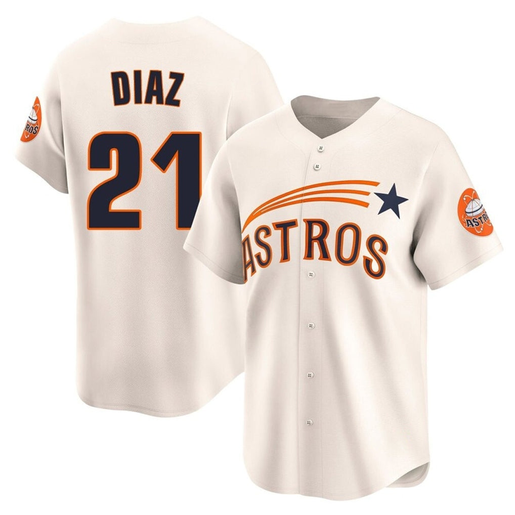 Punc H.Astros #21 Yainer Diaz Player Cream Throwback Cooperstown Collection Limited Stitched Jerseys