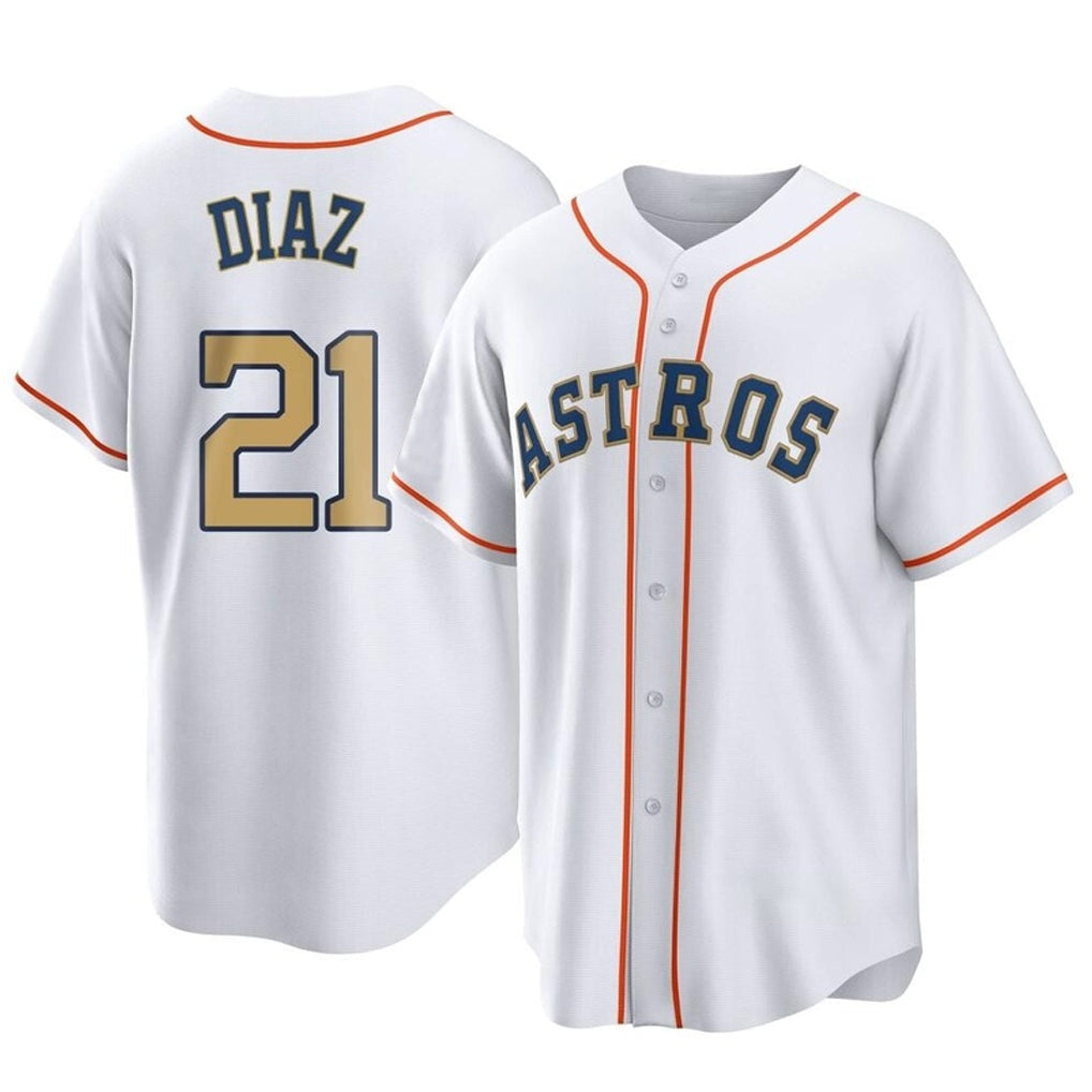 Punc H.Astros #21 Yainer Diaz Player Gold Collection Game Home Stitched Jerseys