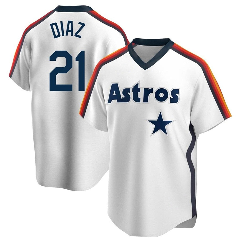Punc H.Astros #21 Yainer Diaz Player White Cooperstown Collection T-shirt Stitched Jerseys