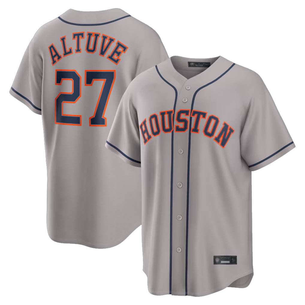 Punc H.Astros #27 Jose Altuve Player Gray Home Game Stitched Jerseys