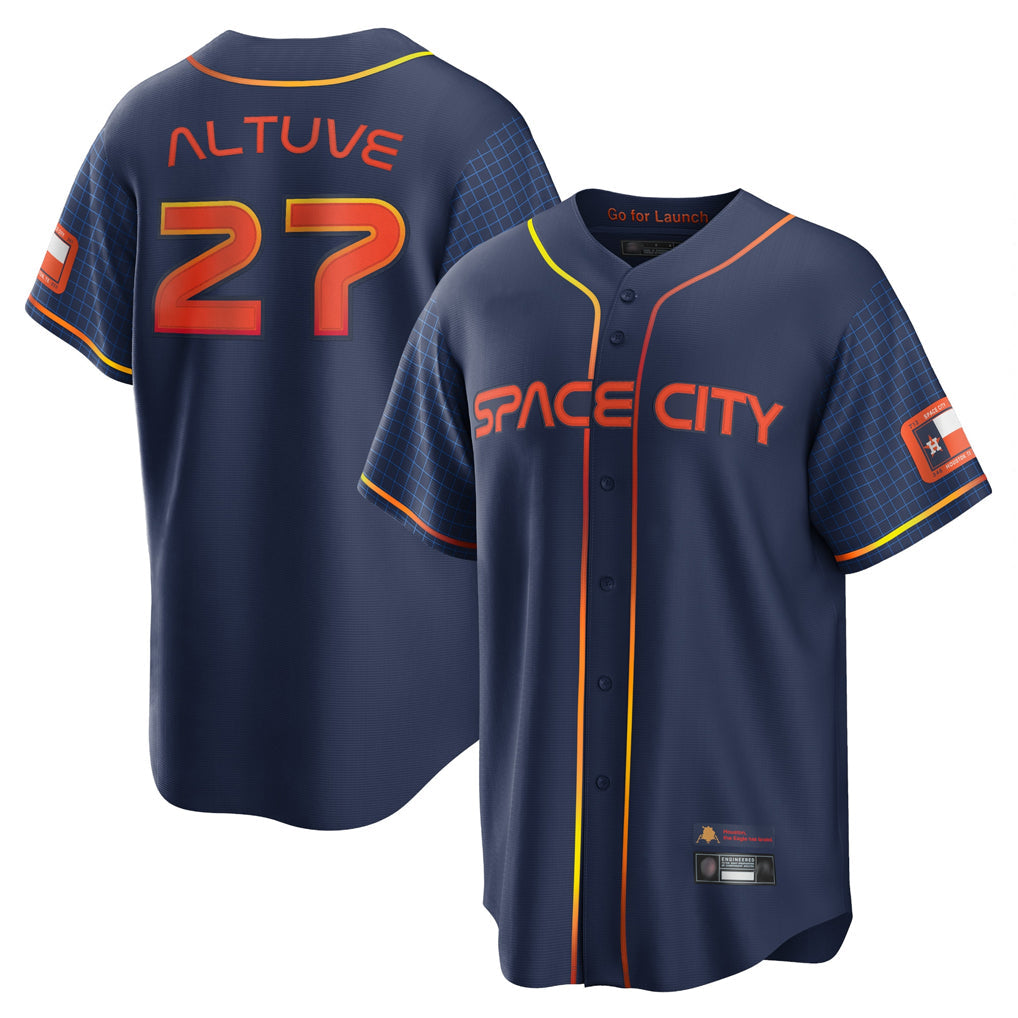 Punc H.Astros #27 Jose Altuve Player Navy City Connect Home Game Stitched Jerseys
