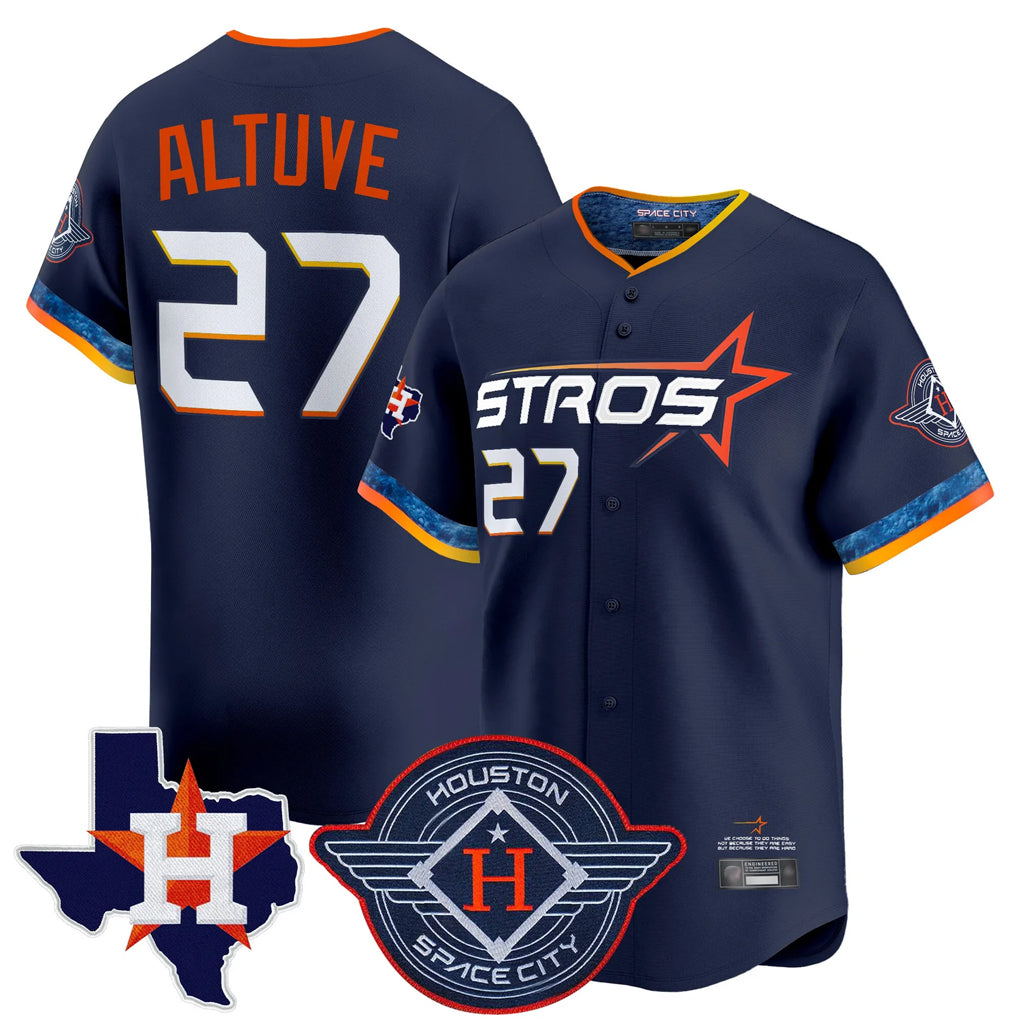 Punc H.Astros #27 Jose Altuve Player Navy City Connect Texas Patch Vapor Premier Limited Home Stitched Jerseys