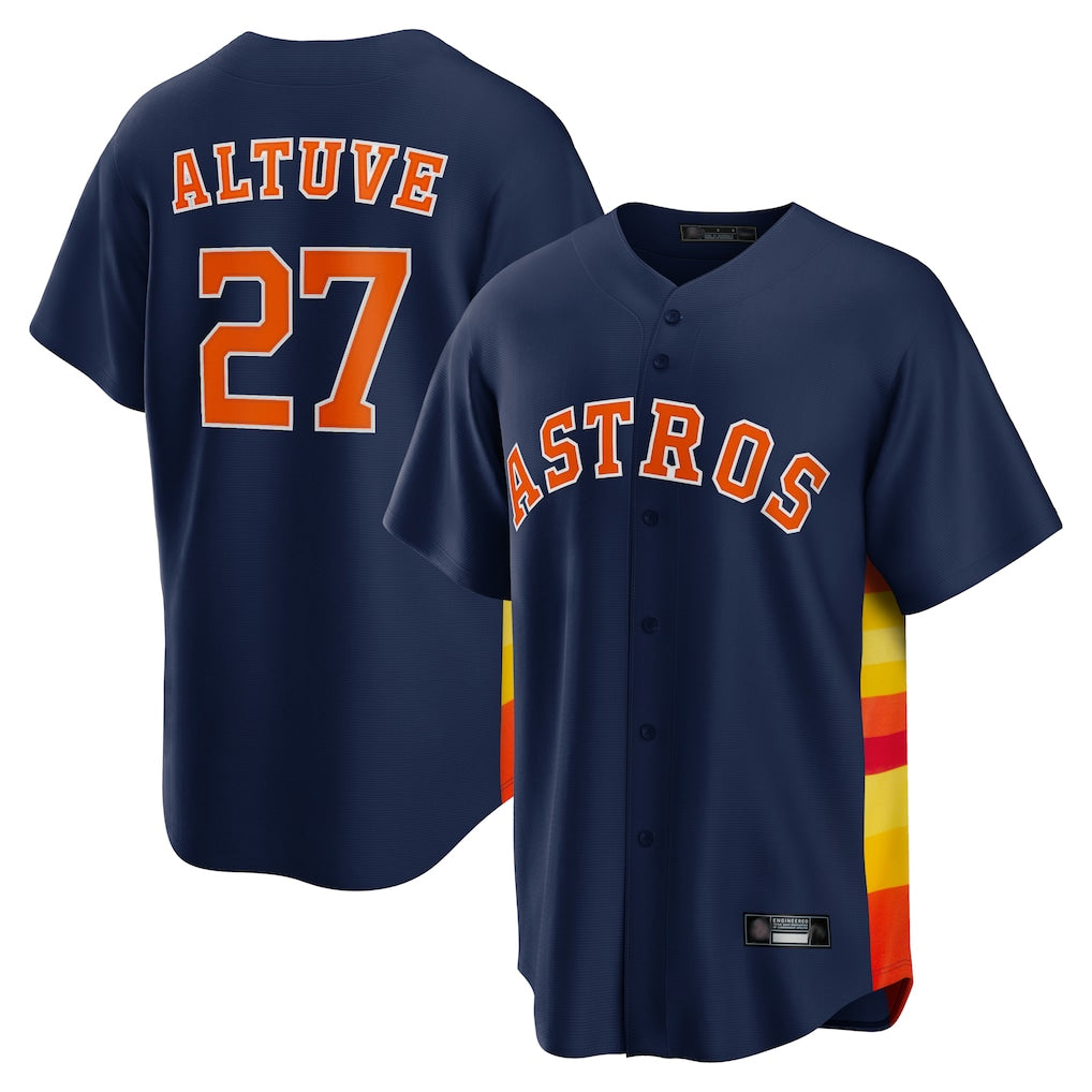 Punc H.Astros #27 Jose Altuve Player Navy Home Game Stitched Jerseys