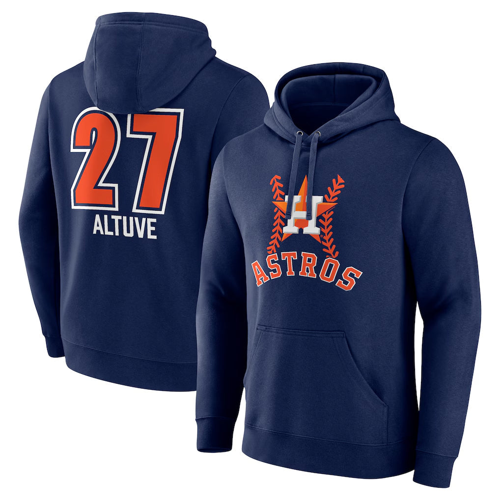 Punc H.Astros #27 Jose Altuve Player Navy Pullover Hoodie Stitched Jerseys