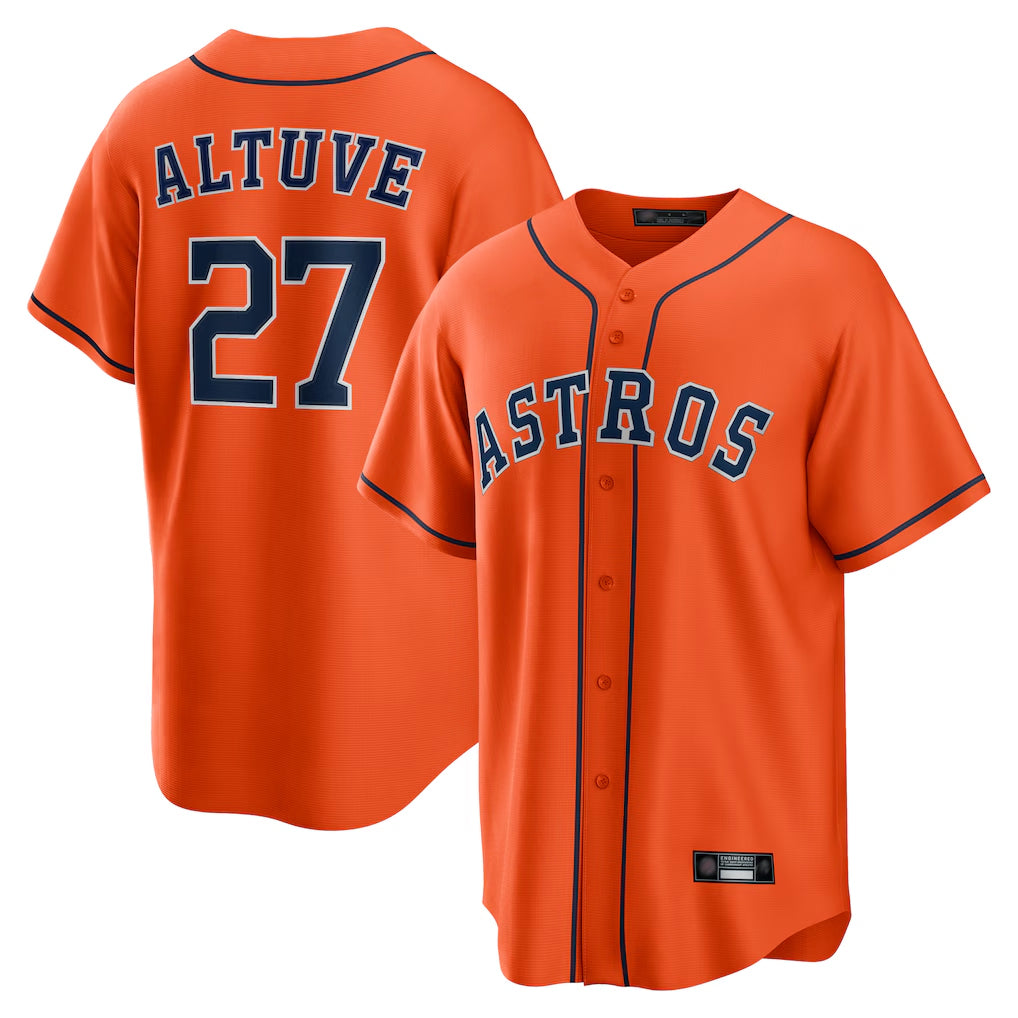 Punc H.Astros #27 Jose Altuve Player Orange Home Game Stitched Jerseys