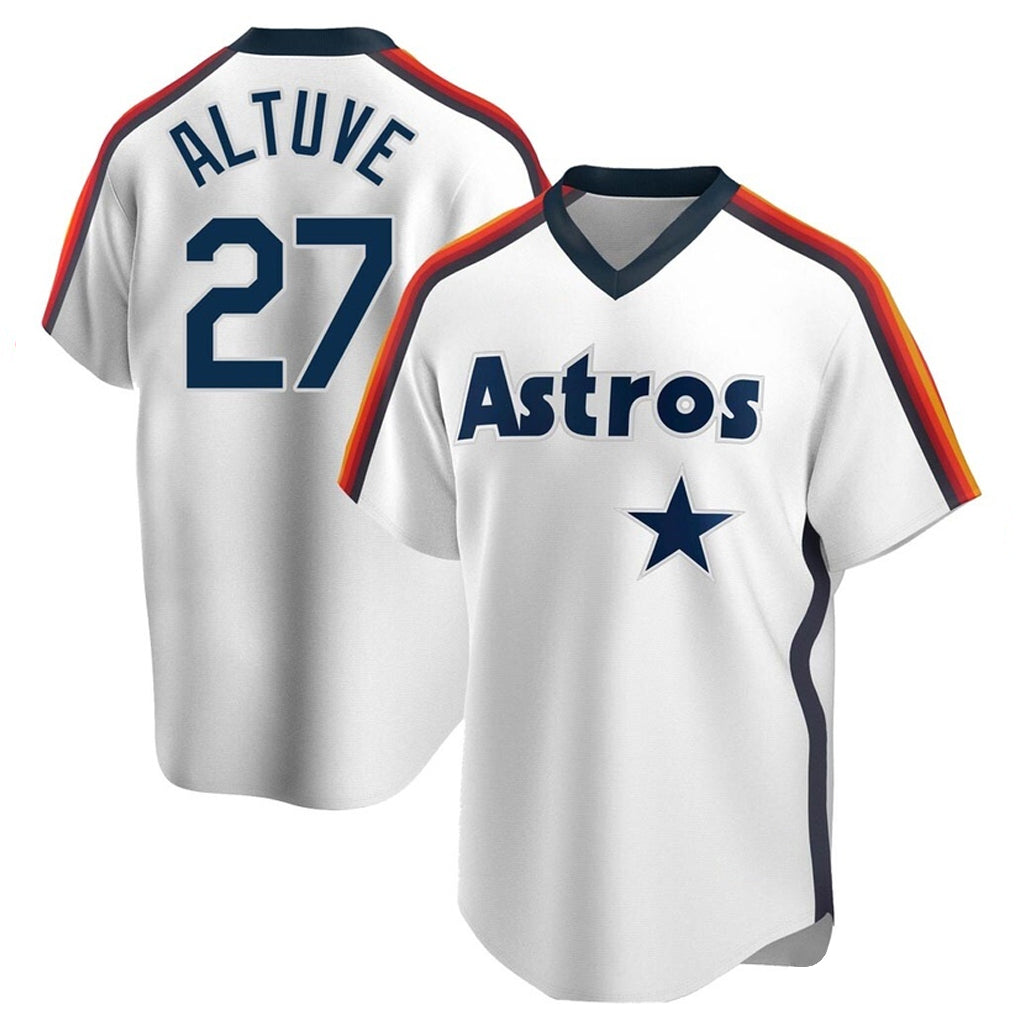 Punc H.Astros #27 Jose Altuve Player White Cooperstown Collection T-shirt Stitched Jerseys