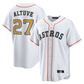 Punc H.Astros #27 Jose Altuve Player White Gold Collection Game Home Stitched Jerseys
