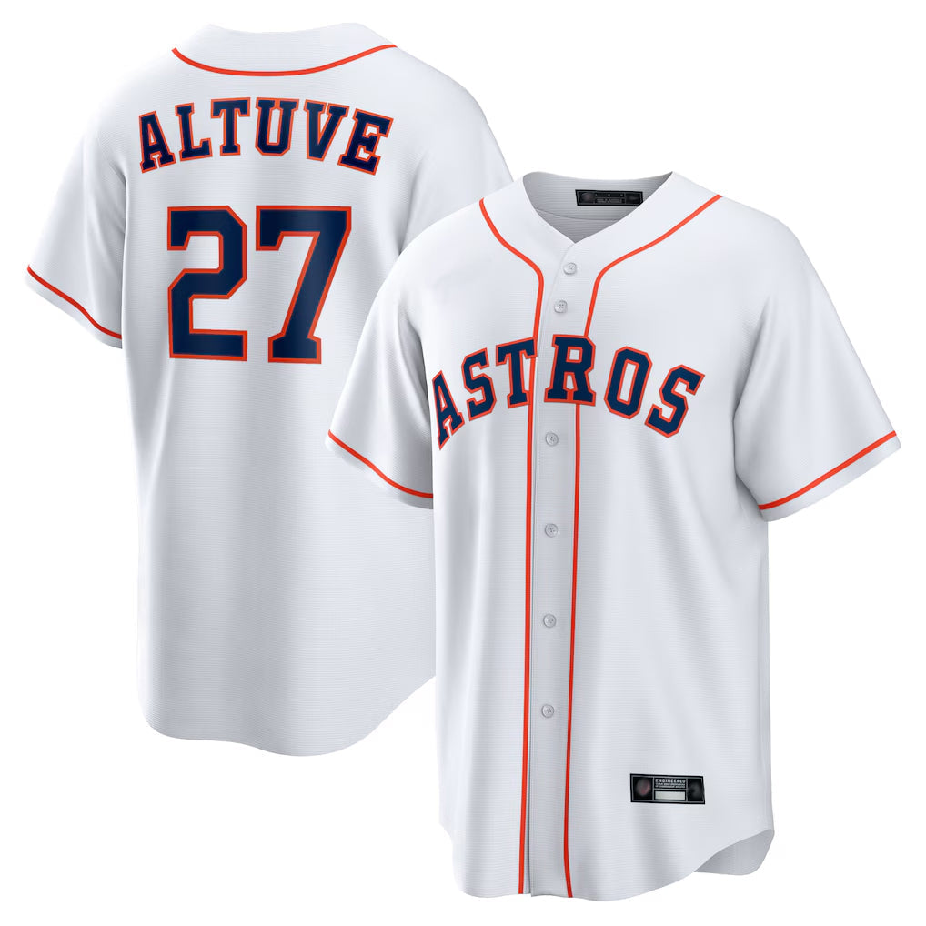 Punc H.Astros #27 Jose Altuve Player White Home Game Stitched Jerseys