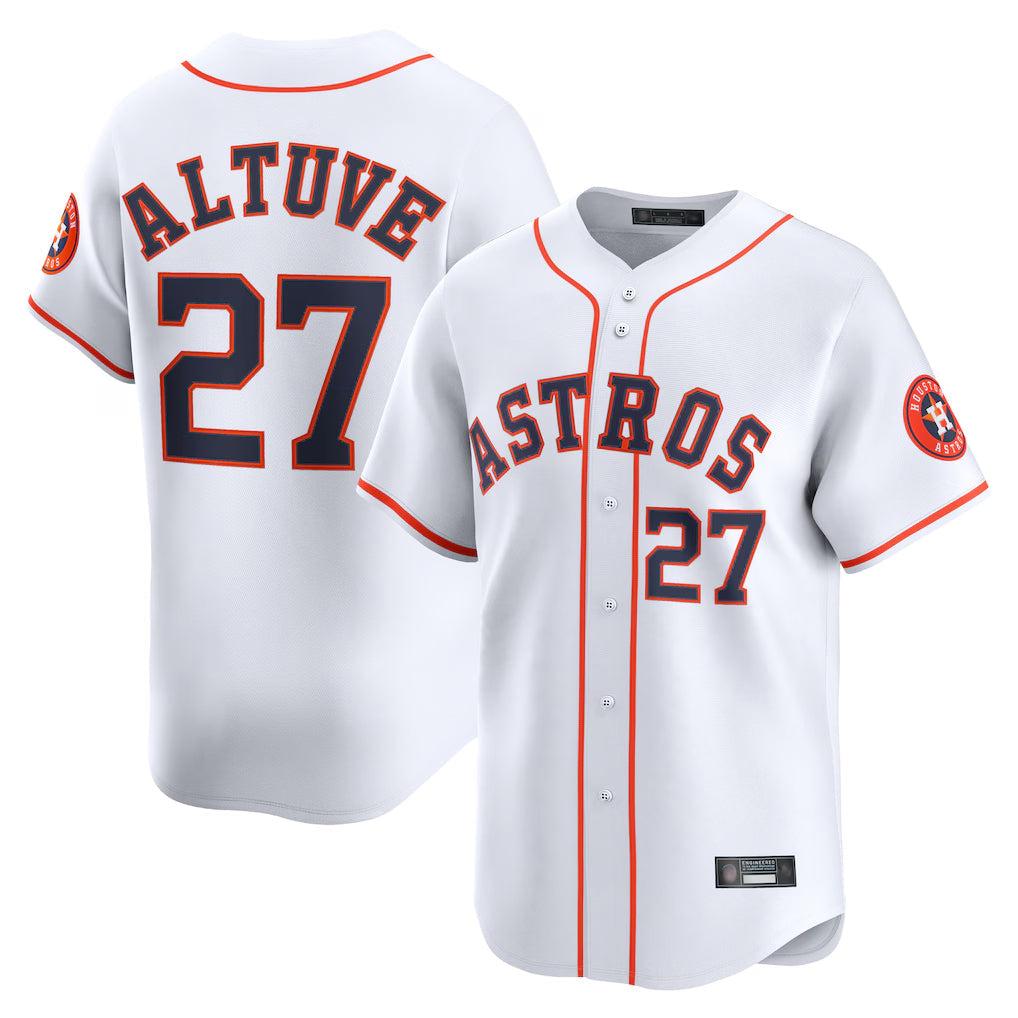 Punc H.Astros #27 Jose Altuve Player White Home Limited Stitched Jerseys