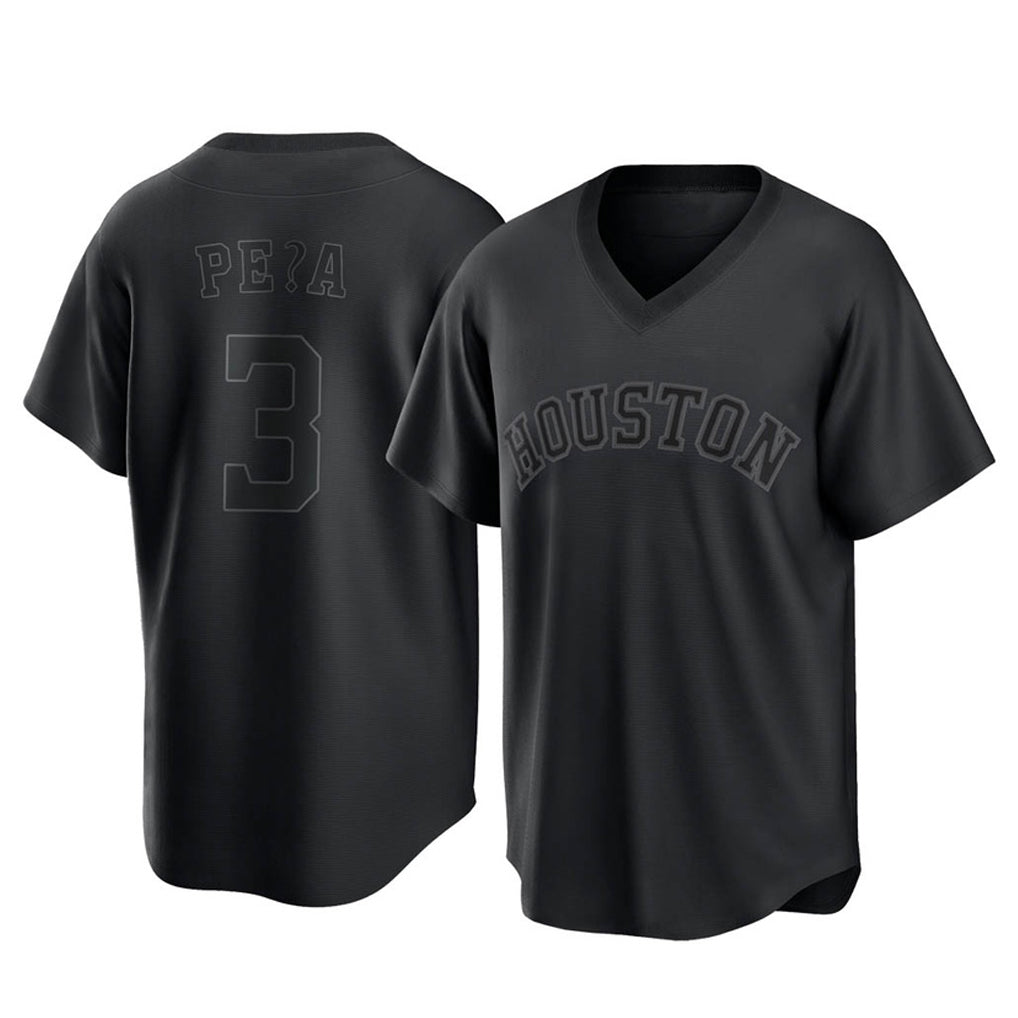 Punc H.Astros #3 Jeremy Pe?a Player Black Fashion T-shirt Home Game Stitched Jerseys
