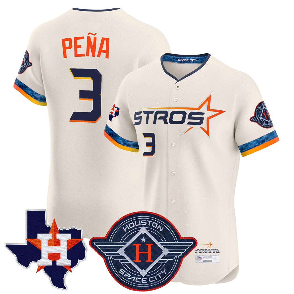 Punc H.Astros #3 Jeremy Pe?a Player Cream City Connect Texas Patch Vapor Premier Limited Elite Home Stitched Jerseys