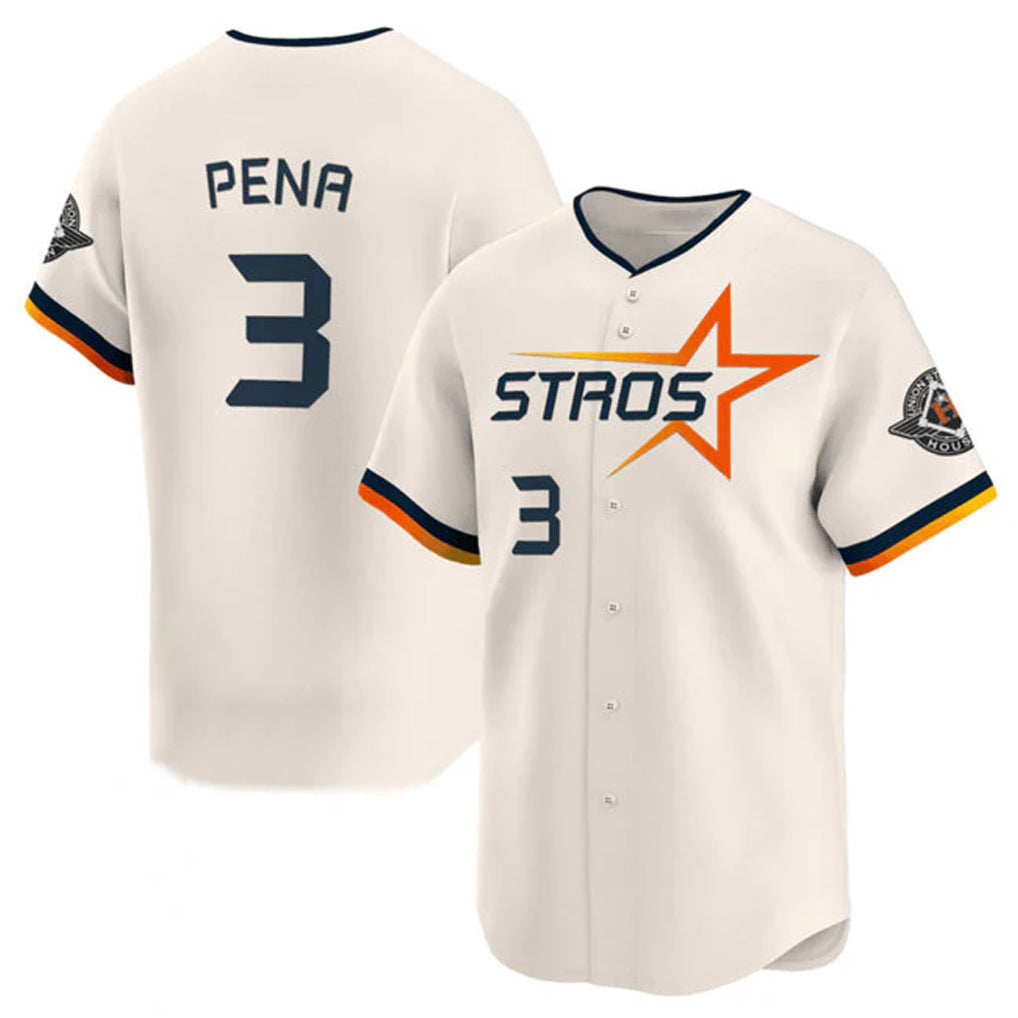 Punc H.Astros #3 Jeremy Pe?a Player Cream Limited Home Stitched Jerseys