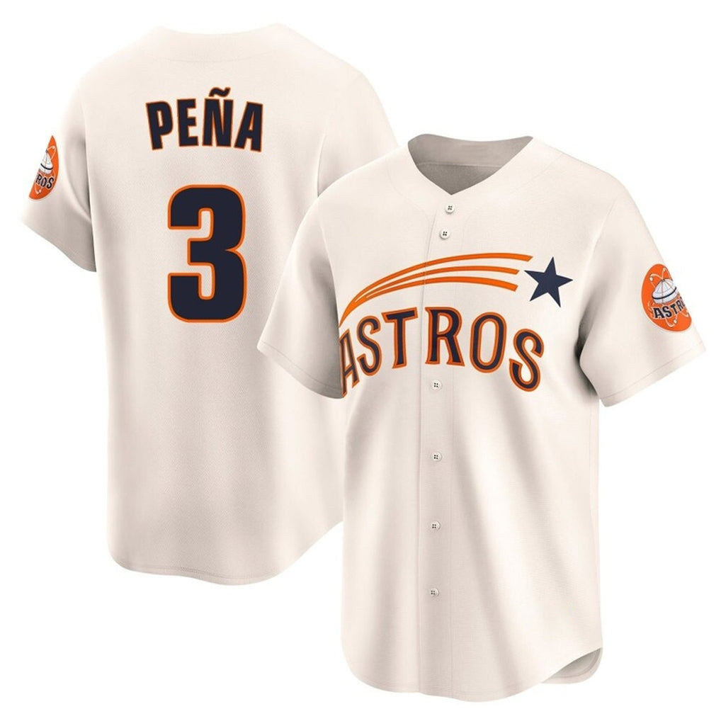 Punc H.Astros #3 Jeremy Pe?a Player Cream Throwback Cooperstown Collection Limited Stitched Jerseys