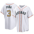 Punc H.Astros #3 Jeremy Pe?a Player Gold Collection Game Home Stitched Jerseys