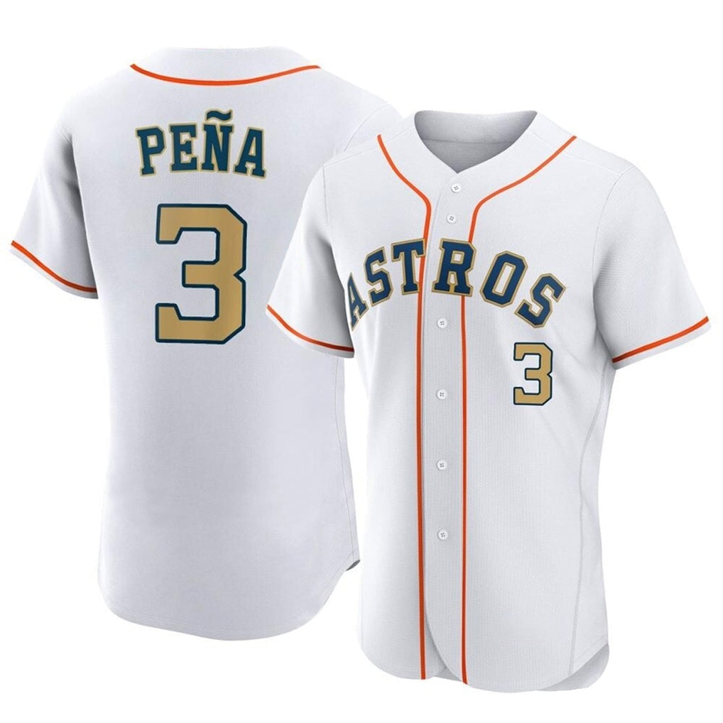 Punc H.Astros #3 Jeremy Pe?a Player Gold Collection Limited Elite Home Stitched Jerseys