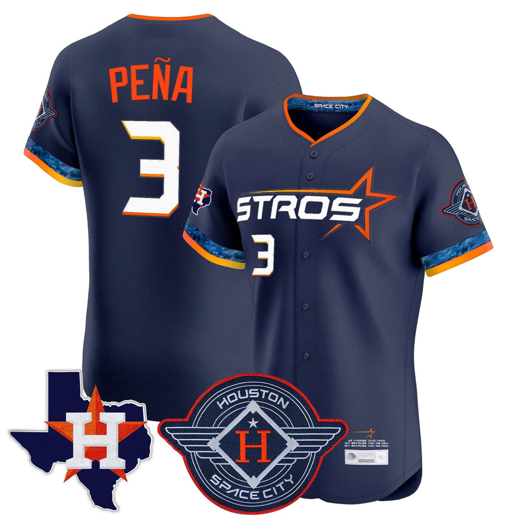 Punc H.Astros #3 Jeremy Pe?a Player Navy City Connect Texas Patch Vapor Premier Limited Elite Home Stitched Jerseys