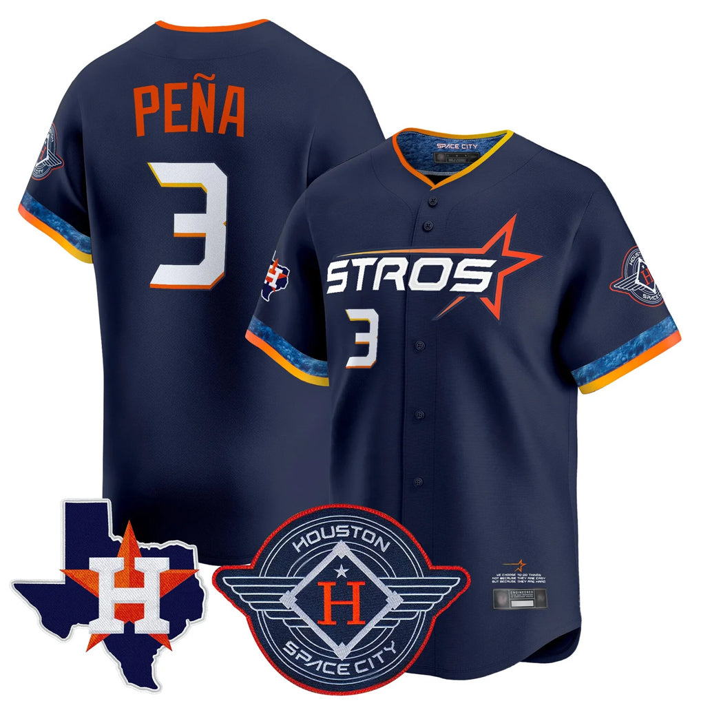 Punc H.Astros #3 Jeremy Pe?a Player Navy City Connect Texas Patch Vapor Premier Limited Home Stitched Jerseys