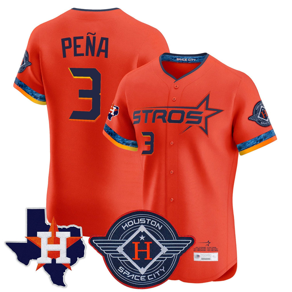 Punc H.Astros #3 Jeremy Pe?a Player Orange City Connect Texas Patch Vapor Premier Limited Elite Home Stitched Jerseys