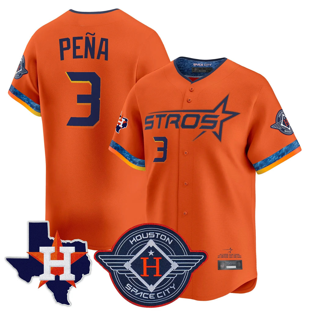 Punc H.Astros #3 Jeremy Pe?a Player Orange City Connect Texas Patch Vapor Premier Limited Home Stitched Jerseys
