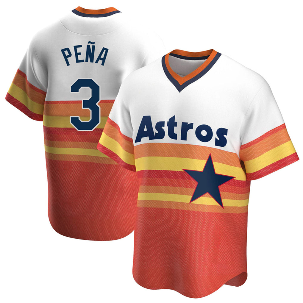 Punc H.Astros #3 Jeremy Pe?a Player Rainbow Cooperstown Collection T-shirt Stitched Jerseys