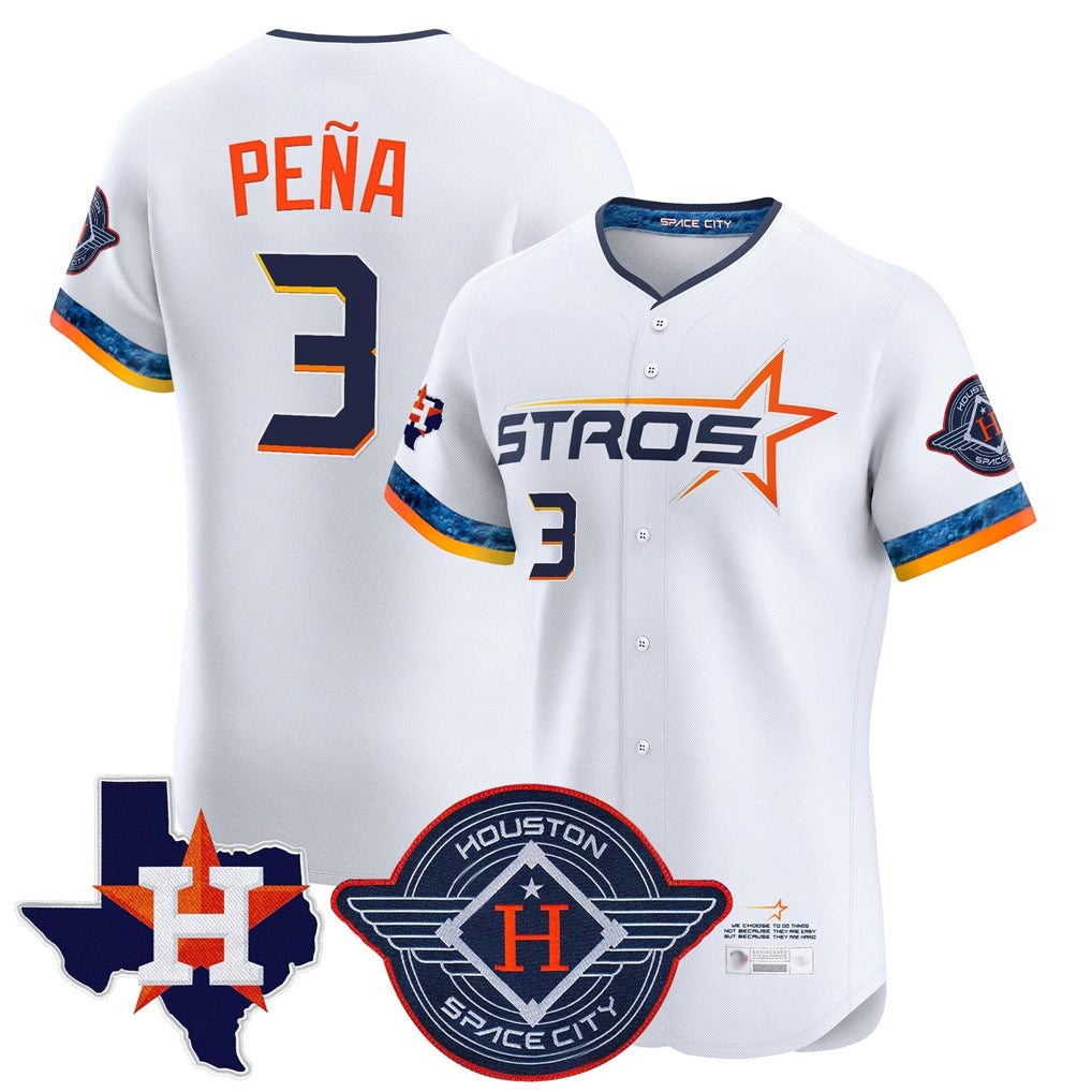 Punc H.Astros #3 Jeremy Pe?a Player White City Connect Texas Patch Vapor Premier Limited Elite Home Stitched Jerseys