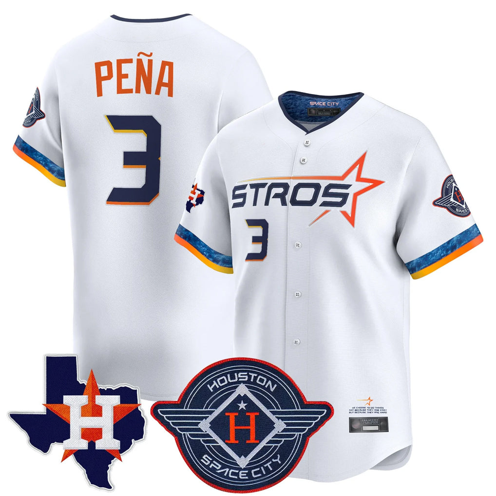 Punc H.Astros #3 Jeremy Pe?a Player White City Connect Texas Patch Vapor Premier Limited Home Stitched Jerseys
