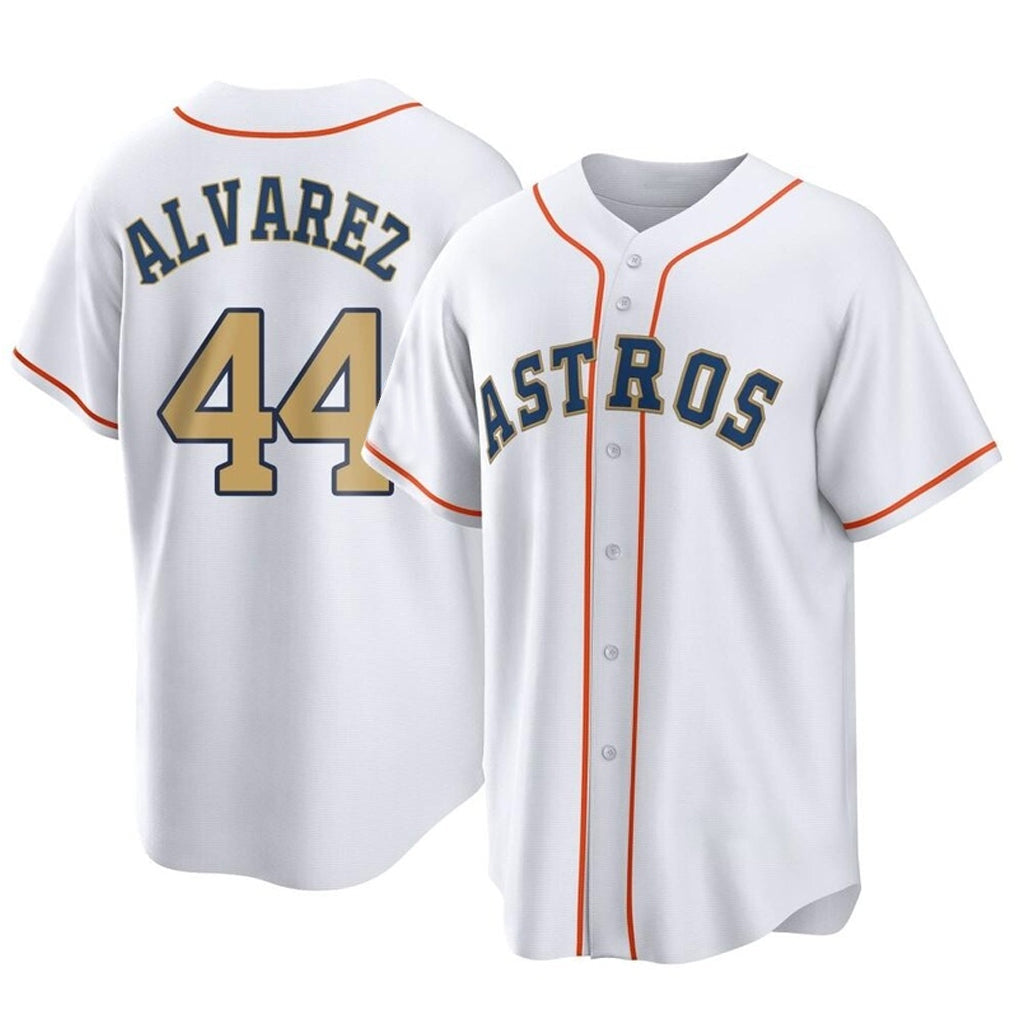 Punc H.Astros #44 Yordan Alvarez Player Gold Collection Game Home Stitched Jerseys