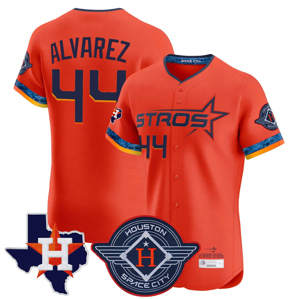 Punc H.Astros #44 Yordan Alvarez Player Orange City Connect Texas Patch Vapor Premier Limited Elite Home Stitched Jerseys