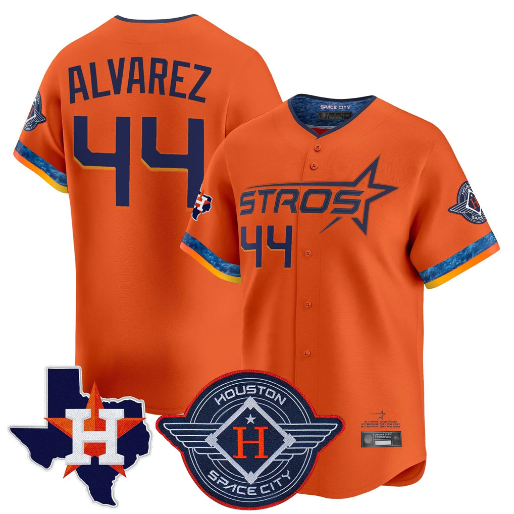 Punc H.Astros #44 Yordan Alvarez Player Orange City Connect Texas Patch Vapor Premier Limited Home Stitched Jerseys