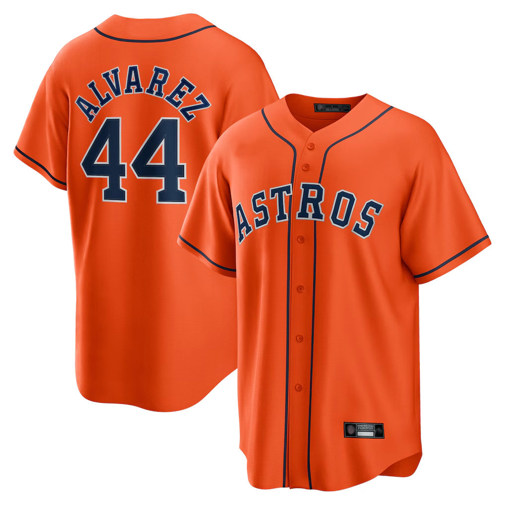 Punc H.Astros #44 Yordan Alvarez Player Orange Home Game Stitched Jerseys