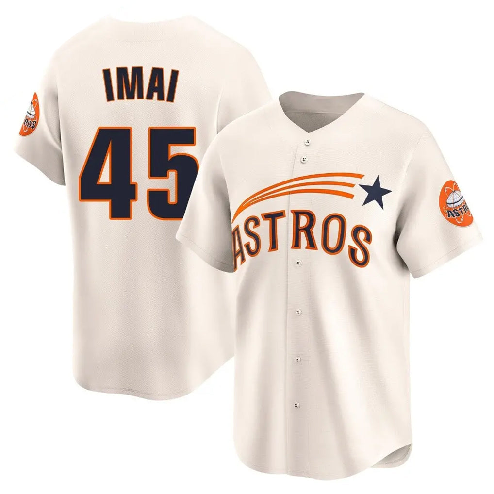 Punc H.Astros #45 Tatsuya Imai Player Cream Throwback Cooperstown Collection Limited Stitched Jerseys