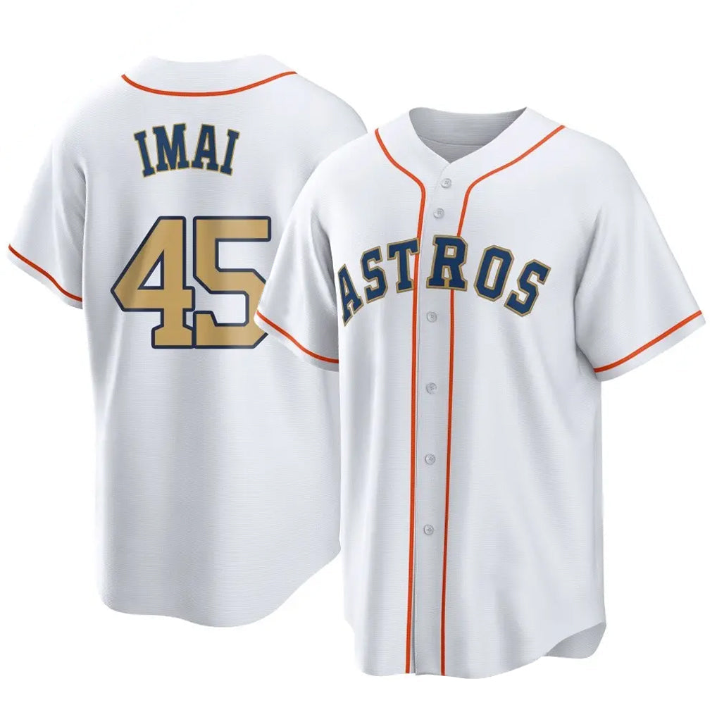 Punc H.Astros #45 Tatsuya Imai Player Gold Collection Game Home Stitched Jerseys