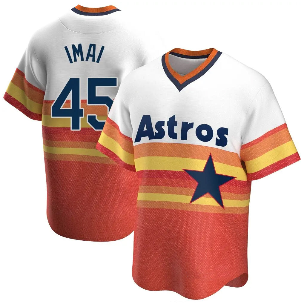 Punc H.Astros #45 Tatsuya Imai Player Rainbow Cooperstown Collection T-shirt Stitched Jerseys