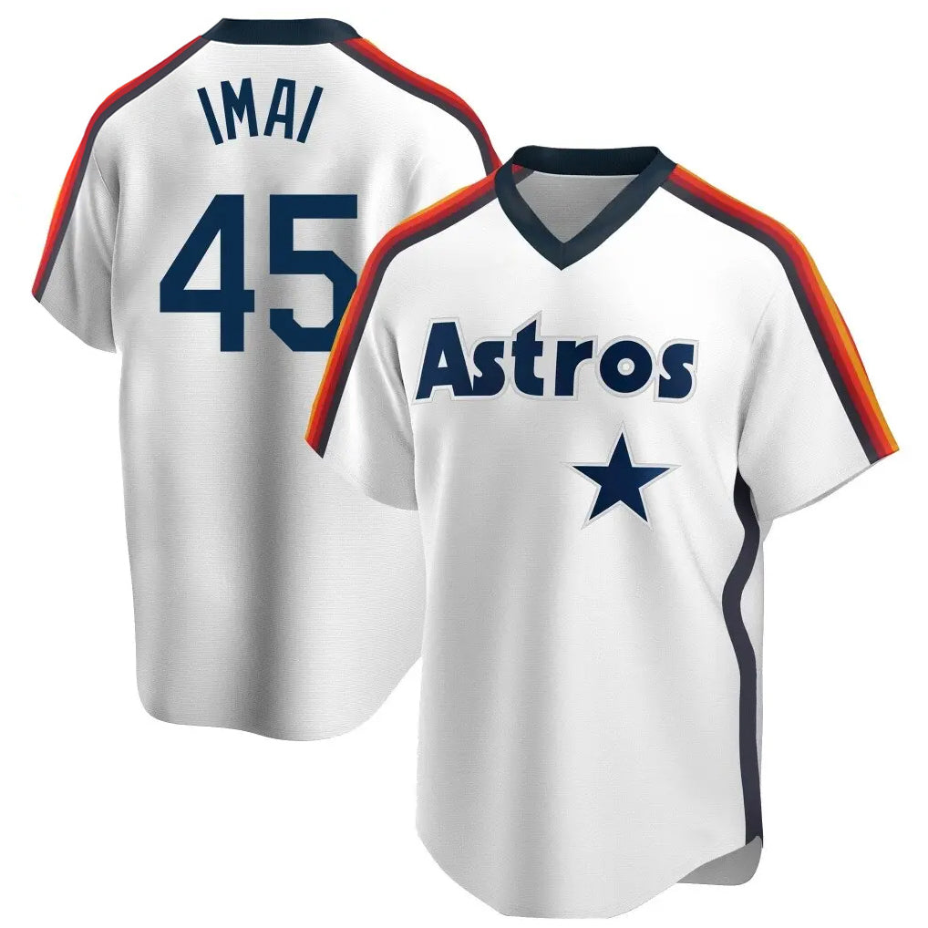Punc H.Astros #45 Tatsuya Imai Player White Cooperstown Collection T-shirt Stitched Jerseys