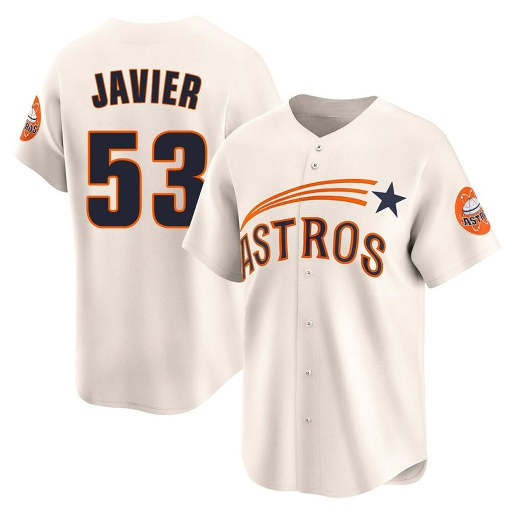 Punc H.Astros #53 Cristian Javier Player Cream Throwback Cooperstown Collection Limited Stitched Jerseys