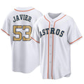 Punc H.Astros #53 Cristian Javier Player Gold Collection Game Home Stitched Jerseys