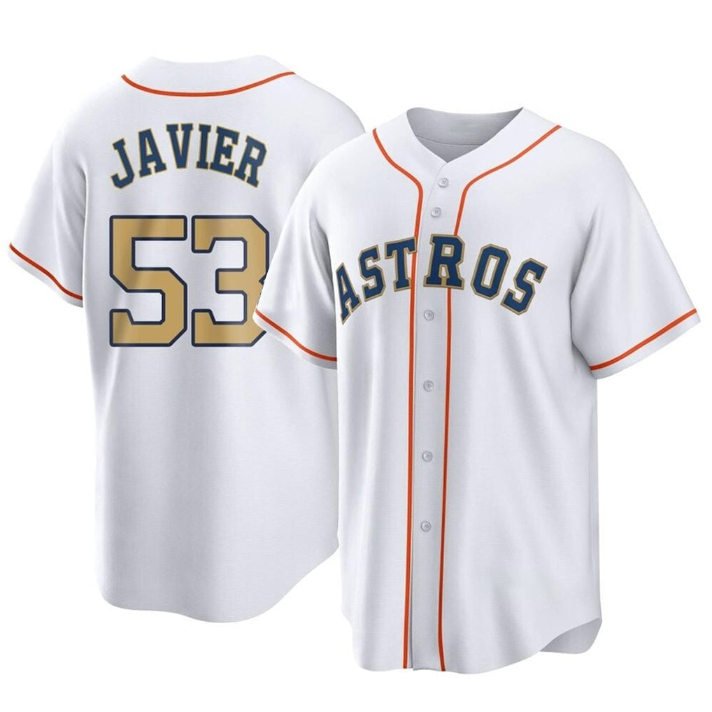 Punc H.Astros #53 Cristian Javier Player Gold Collection Game Home Stitched Jerseys