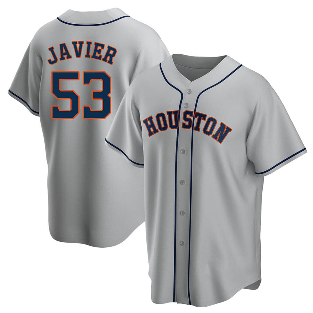 Punc H.Astros #53 Cristian Javier Player Gray Home Game Stitched Jerseys