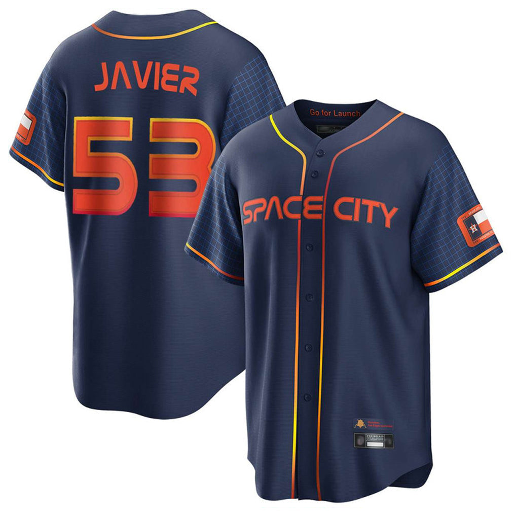Punc H.Astros #53 Cristian Javier Player Navy City Connect Home Game Stitched Jerseys