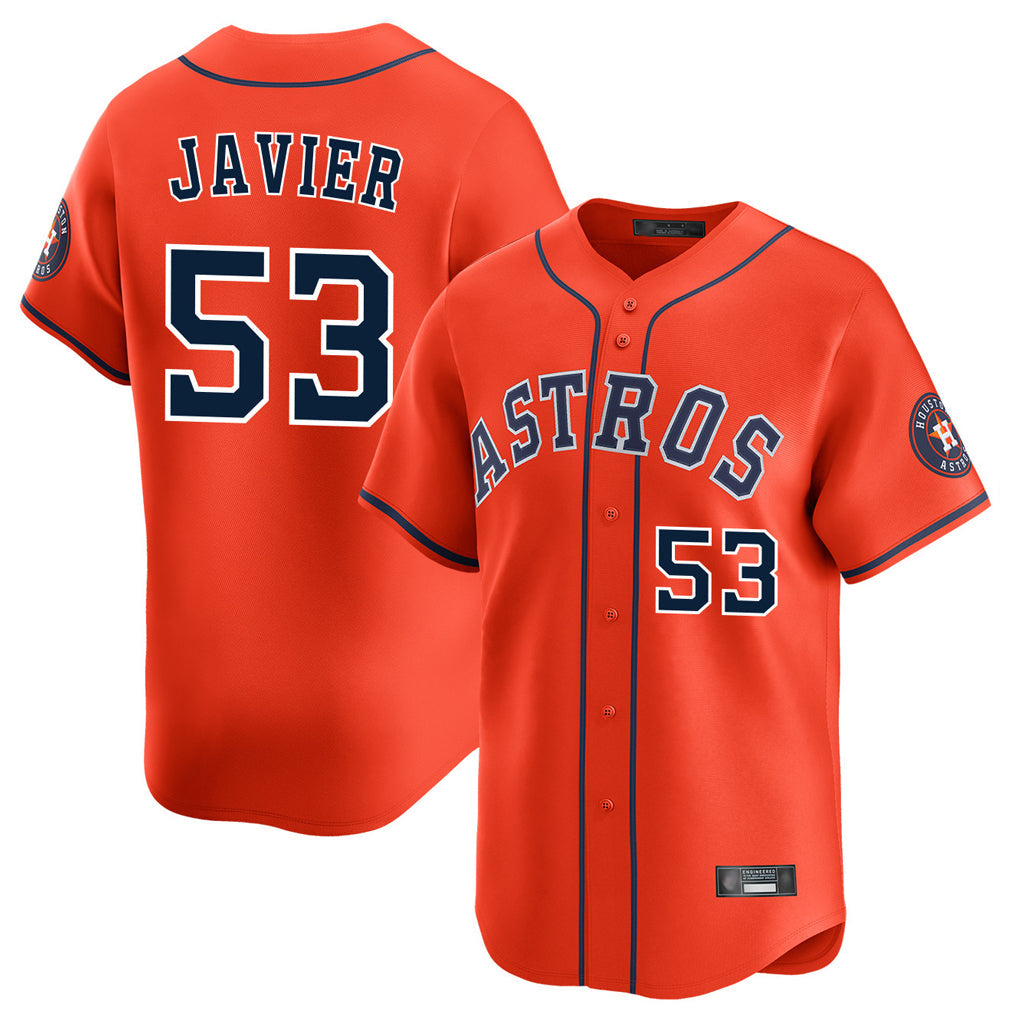 Punc H.Astros #53 Cristian Javier Player Orange Home Limited Stitched Jerseys