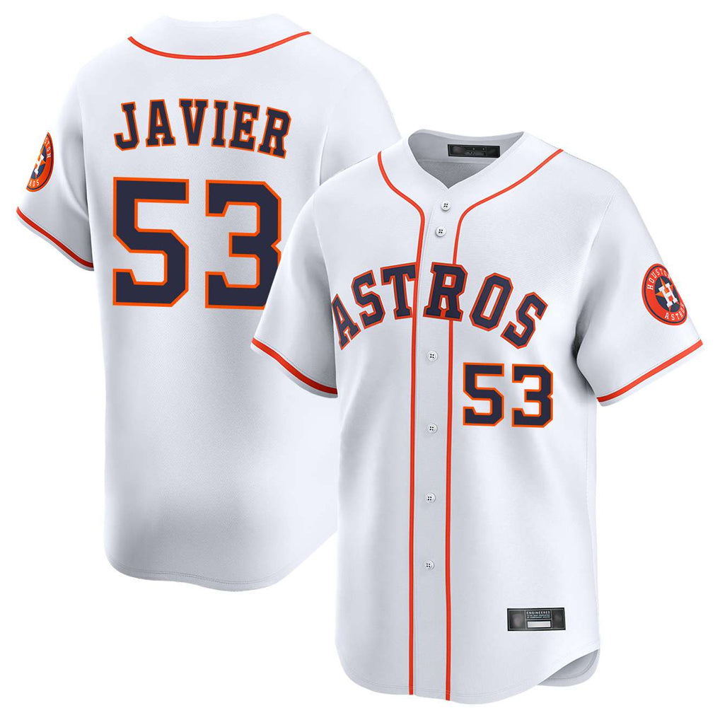Punc H.Astros #53 Cristian Javier Player White Home Limited Stitched Jerseys