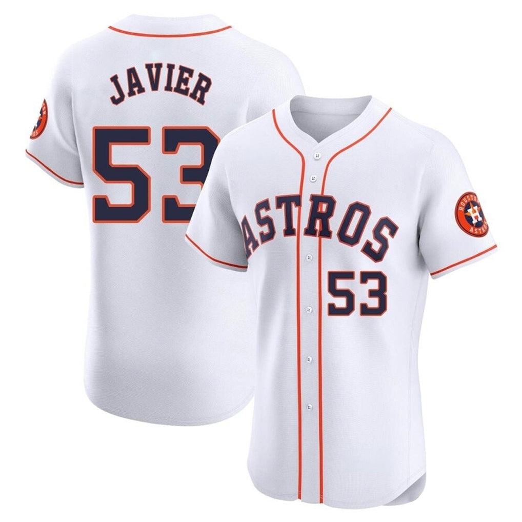Punc H.Astros #53 Cristian Javier Player White Limited Elite Home Stitched Jerseys