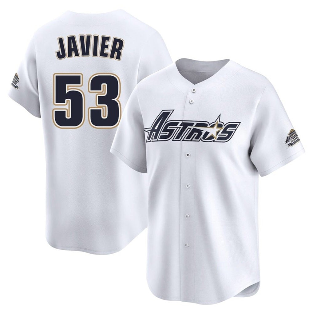 Punc H.Astros #53 Cristian Javier Player White Throwback Cooperstown Collection Limited Stitched Jerseys